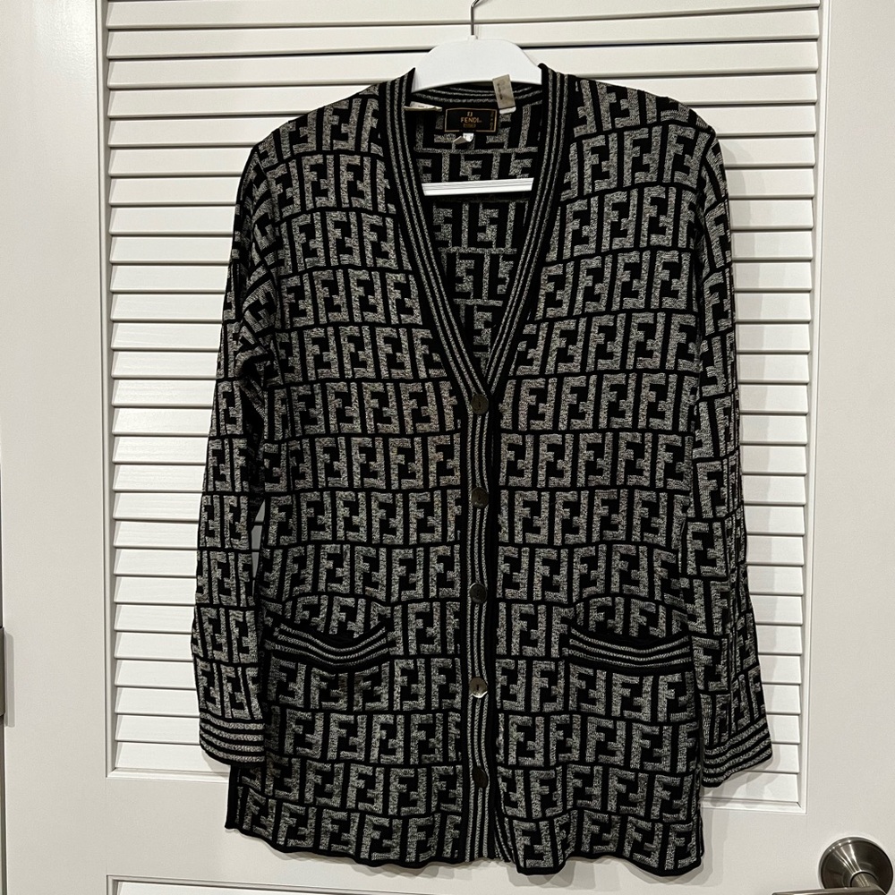 SOLD! Fendi Vintage Zucca Monogram FF Logo Cardigan